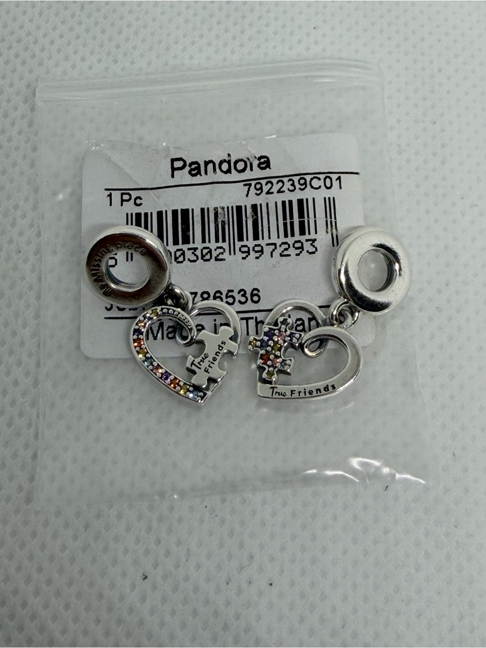 Pandora Silver Heart Dangle Charms with Multicolor Stones